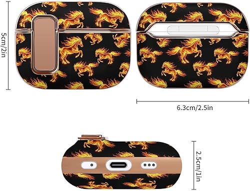 Miniatura 2 de Headphone Cover Compatible with Airpods Pro 2 Case Fire Horses, Plastic, with Lock, Shockproof Protective