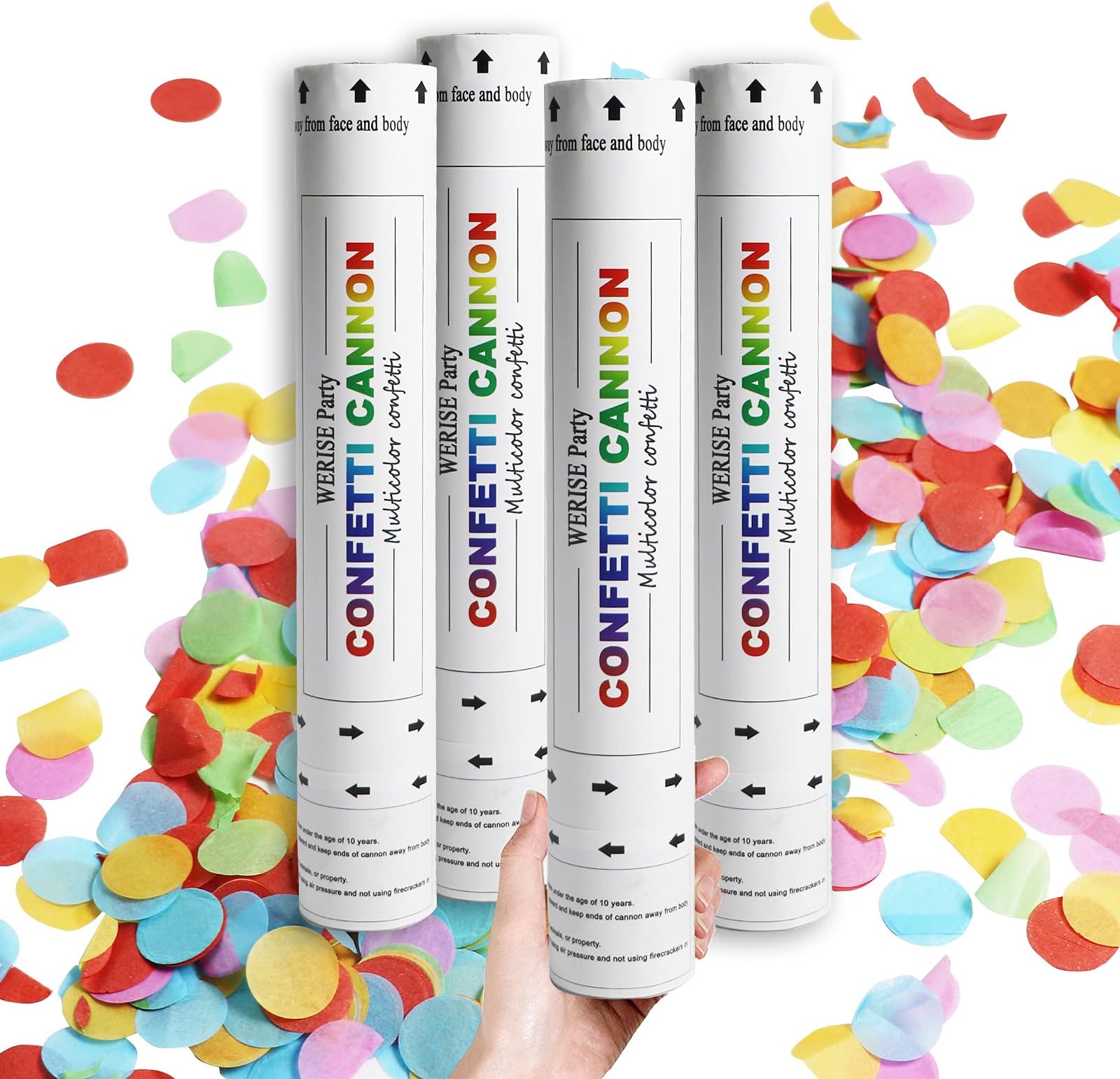 Multi-color round confetti poppers