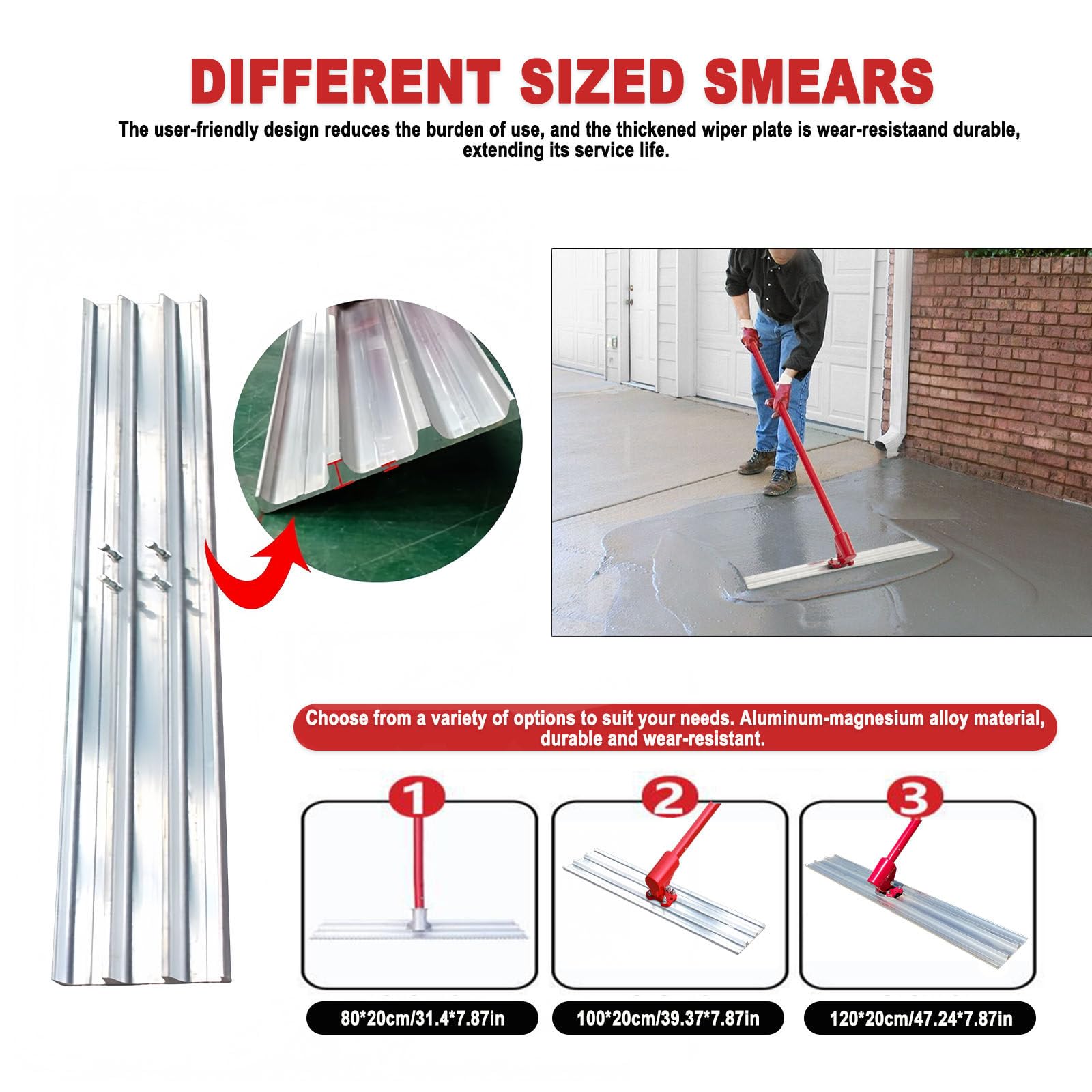 Juego de paletas de hormigón con soporte ajustable y poste de extensión de 1,8 m, hoja de aleación de aluminio y magnesio, herramienta esencial para trabajos de cemento y mortero