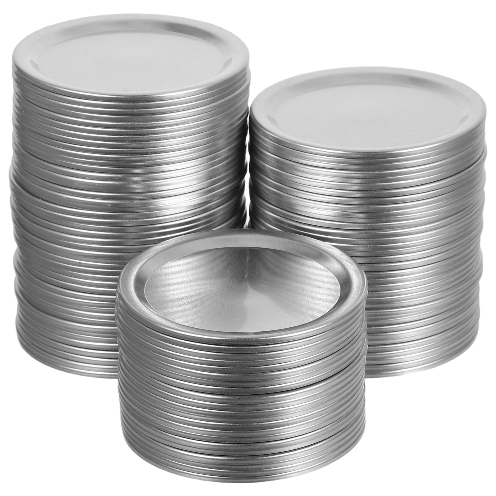 Healeved 100 Coperchi per Barattoli Bocca Regolare in Alluminio Argento, Tappi Riutilizzabili Sigillo Sottovuoto per Conservazione e Inscatolamento