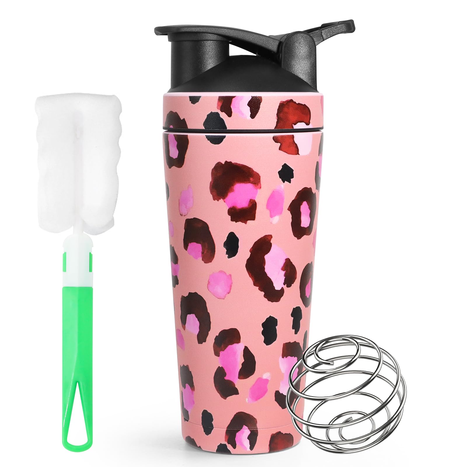 Eiweiß Shaker mit Kugel, 750ml Shaker Edelstahl, Protein Shake Edelstahl, Eiweißshaker, Tragbarer Workout Wasserbecher, BPA Free/Leak Proof, für Sport, Fitness, Eiweiß