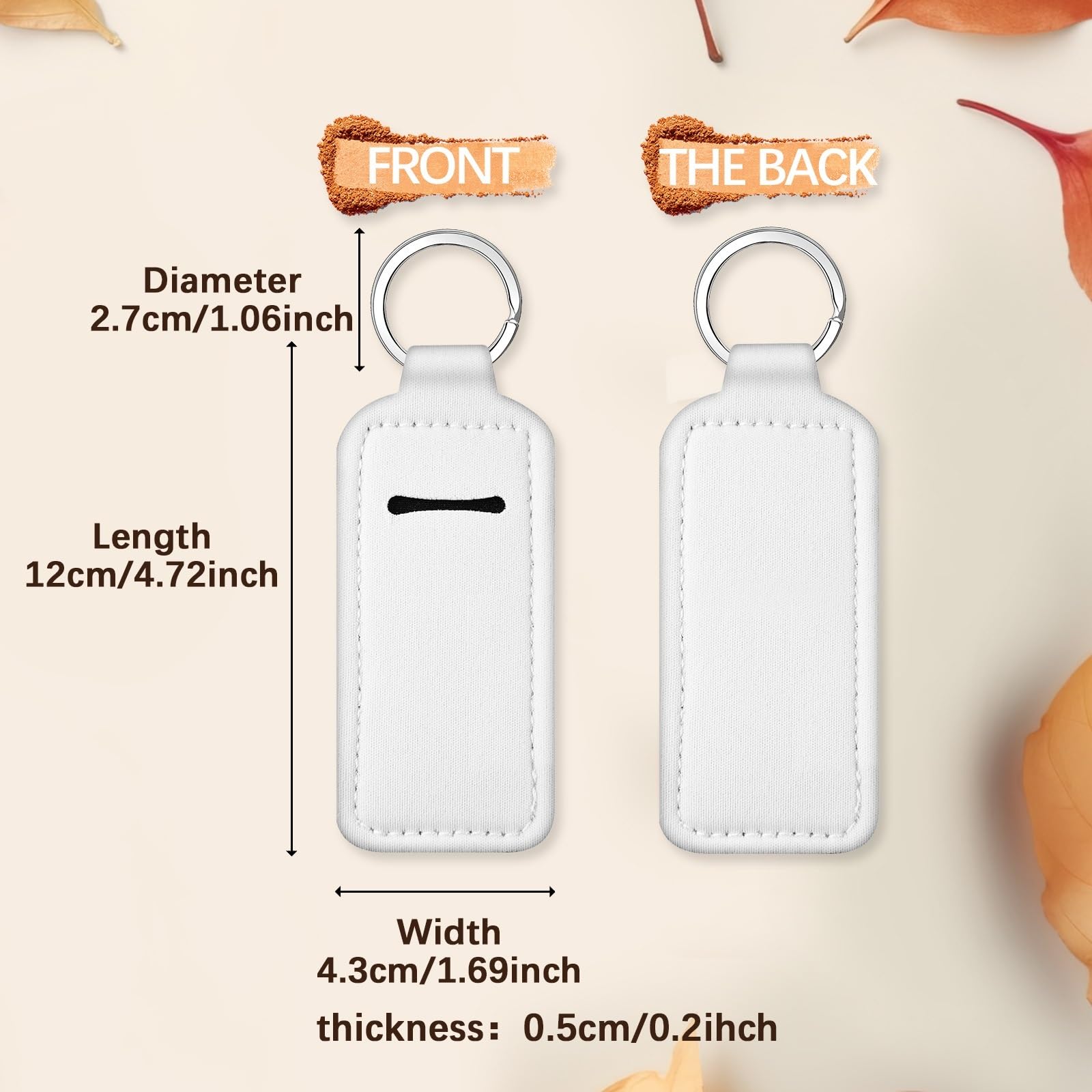 Anpuimult 30 PCS Sublimation chapstick holder blanks?bulk neoprene lip balm holder keychain?Neoprene Clip-on Sleeve Travel Key Ring Holder DIY sublimation blanks products