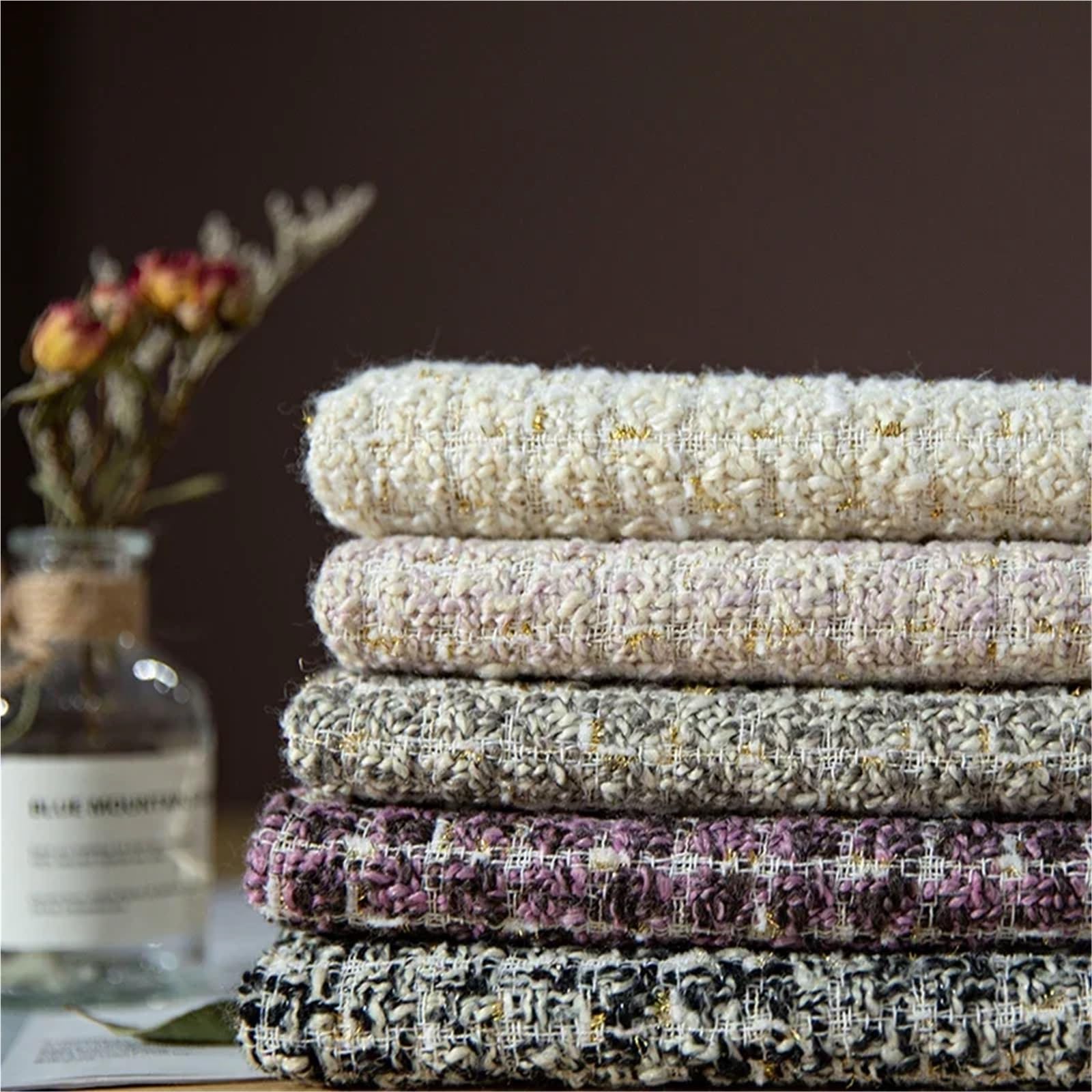 Tradycyjna tkanina tweedowa, Tweed Fabric Wool Polyester Multicolor 100x150cm(Color-04)