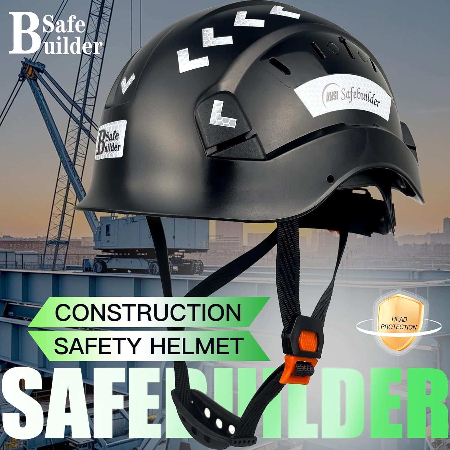 Construction Safety Helmet ABS Hard Hat Adjustable Ventilation System Hardhats Industrial Work Head Protection for Men Certified ANSI/ISEA Z89.1