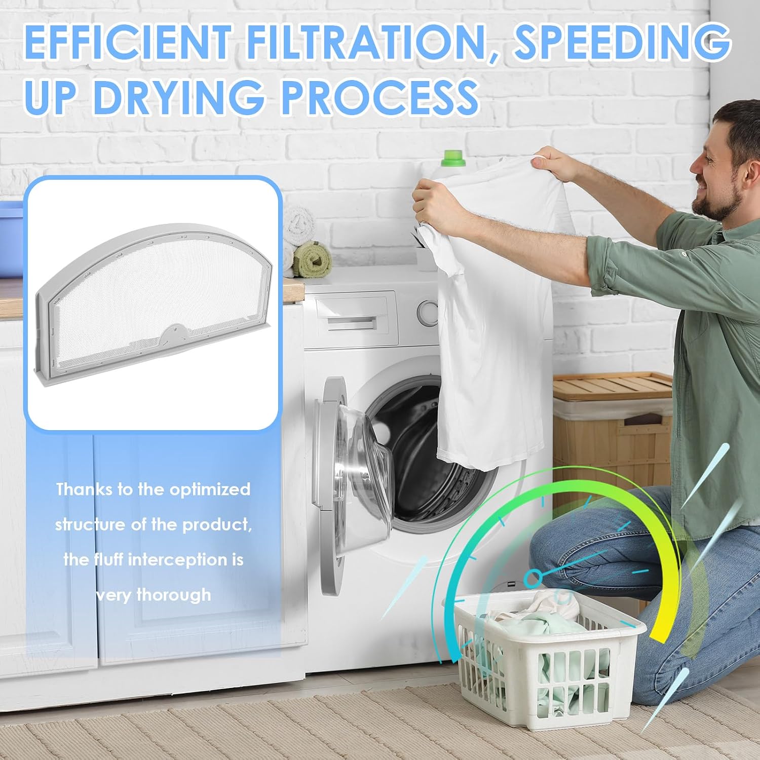WE03X23881 Dryer Lint Screen Filter Replacement for GE Dryer, Stainless Steel Metal Screen with Cleaner Brush for GTD65EBSJ3WS GTD33EASK0WW GTD42EASJ2WW GTD42GASJ2WW GTD45EASJ2WS PS11763056