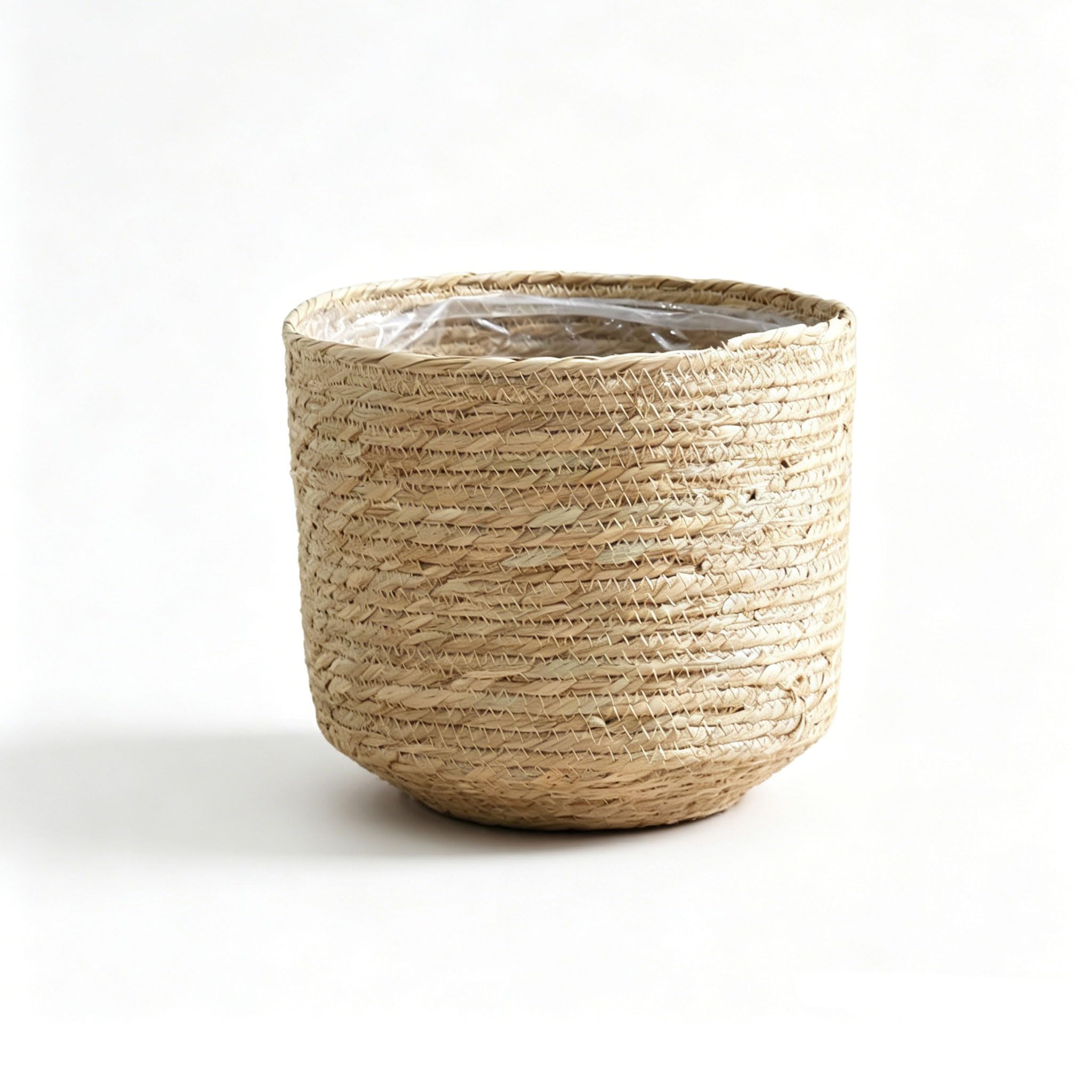YDJIANCAI 1 Pcs Woven Seagrass Basket, Boho Natural Plant Pot With Handles, Round Decorative Wicker Indoor Planter For Home Outdoor Tree Planters Decor(Size:Small)