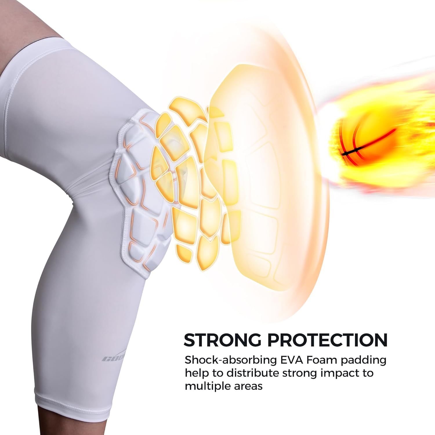 COOLOMG Knee Pads Wrestling Basketball Football Volleyball Youth Kids Adult Protective Knee Compression Sleeves Black XS - Image 2