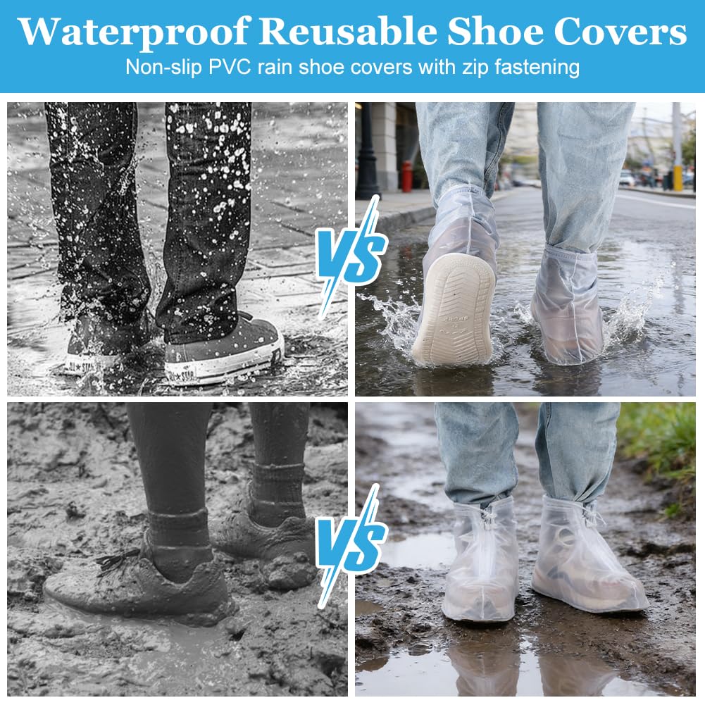 Bike Gaiter, Regenschutz Schuhe Fahrrad, Outdoor SchuhüBerzieher Wasserdicht, Transparent, Faltbare Regenüberschuhe rutschfeste Schuhe Überschuhe mit Reißverschluss