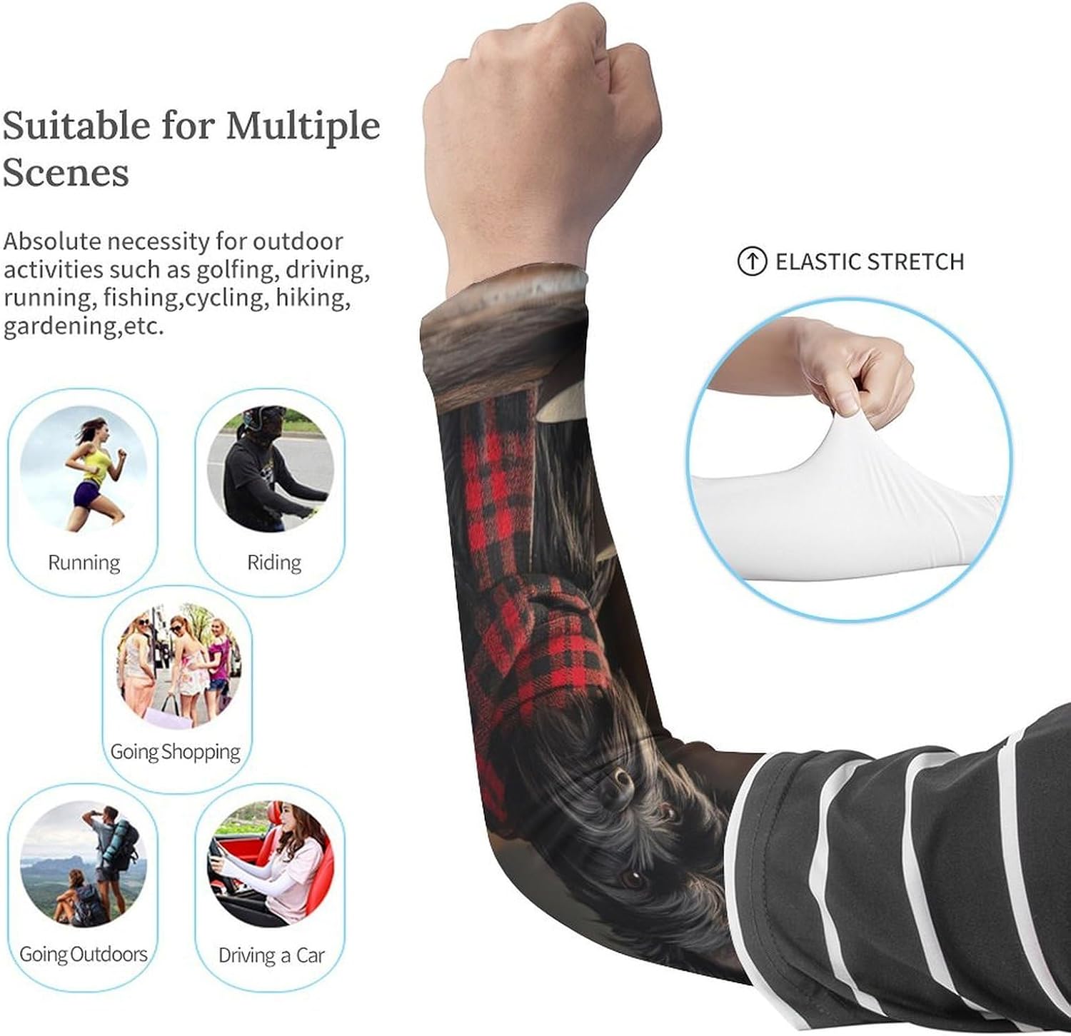 Cute Scottish Terrier Dog Arm Sleeves Sun Protection Sleeves Sports Cooling Arm Compression Sleeve for Men Women