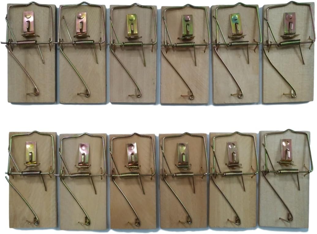 TIANFENGMouse Trap WOODEN, 12 Pack Mouse Traps, Mouse Trap That Work, Wooden Mouse Trap, Washable & Reusable Rat And Mice Bait Catcher For Indoor and Outdoor Use
