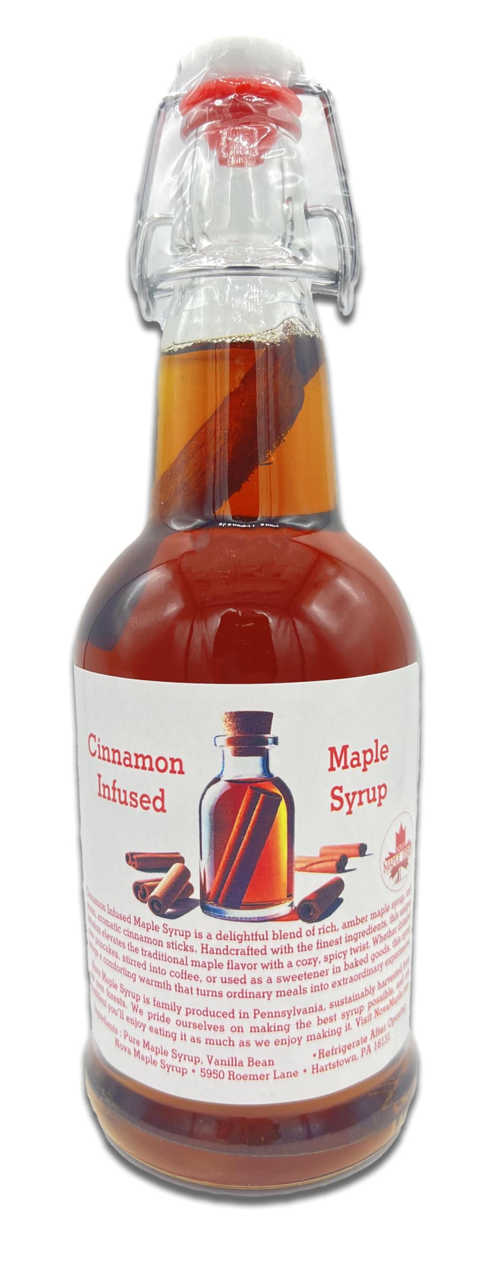 Cinnamon Infused Nova Maple Syrup - Pint (16 Fl Oz)