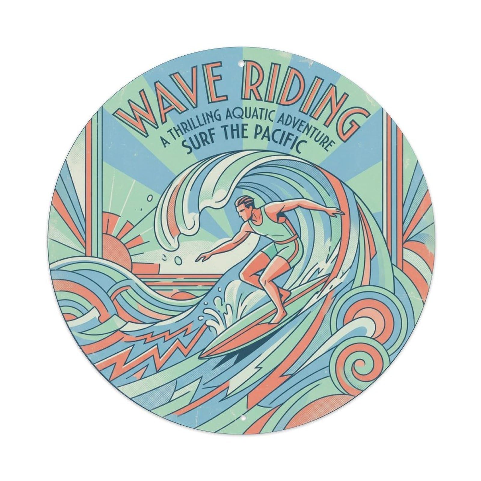 Wave Riding Hawaii Surf Travel Beach Resort Break Metal Tin Sign