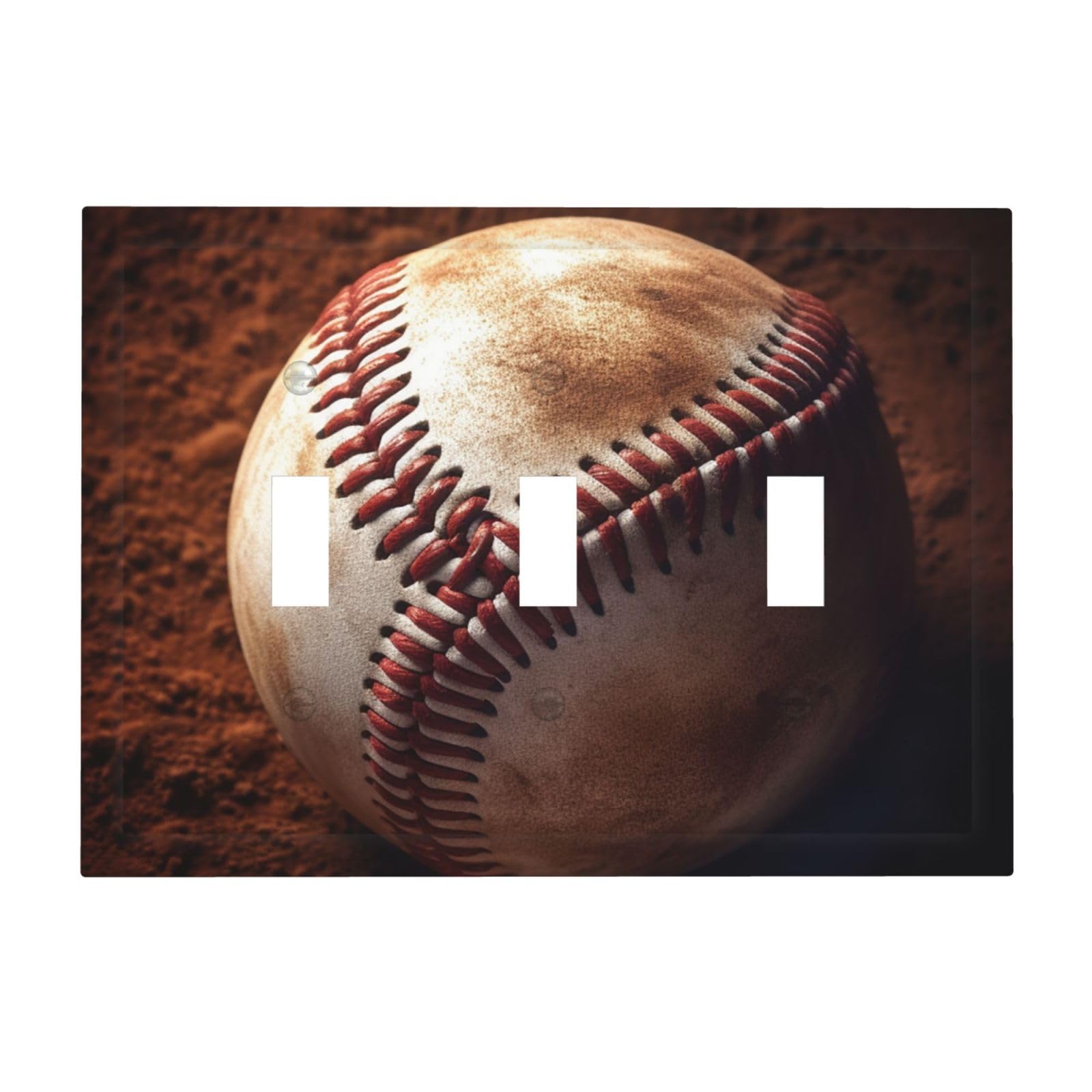 3-Gang Decorator Wall Plate Baseball Light Switch Cover Triple Toggle Receptacle Wall Plate Mid Size 4.8" x 6.7" Wallplate Unbreakable Polycarbonate Outlet Faceplates Covers