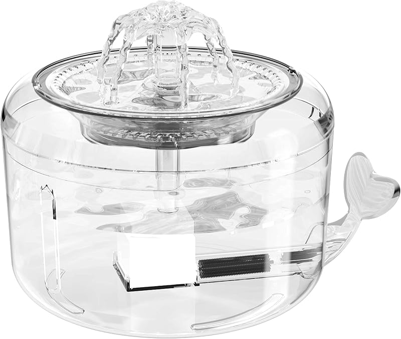 Automatic Cat Water Fountain - 81oz/2.3L Ciays Pet Water Fountain Water Dispenser with LED Light for Cats, 3 Replacement Filters Included, White