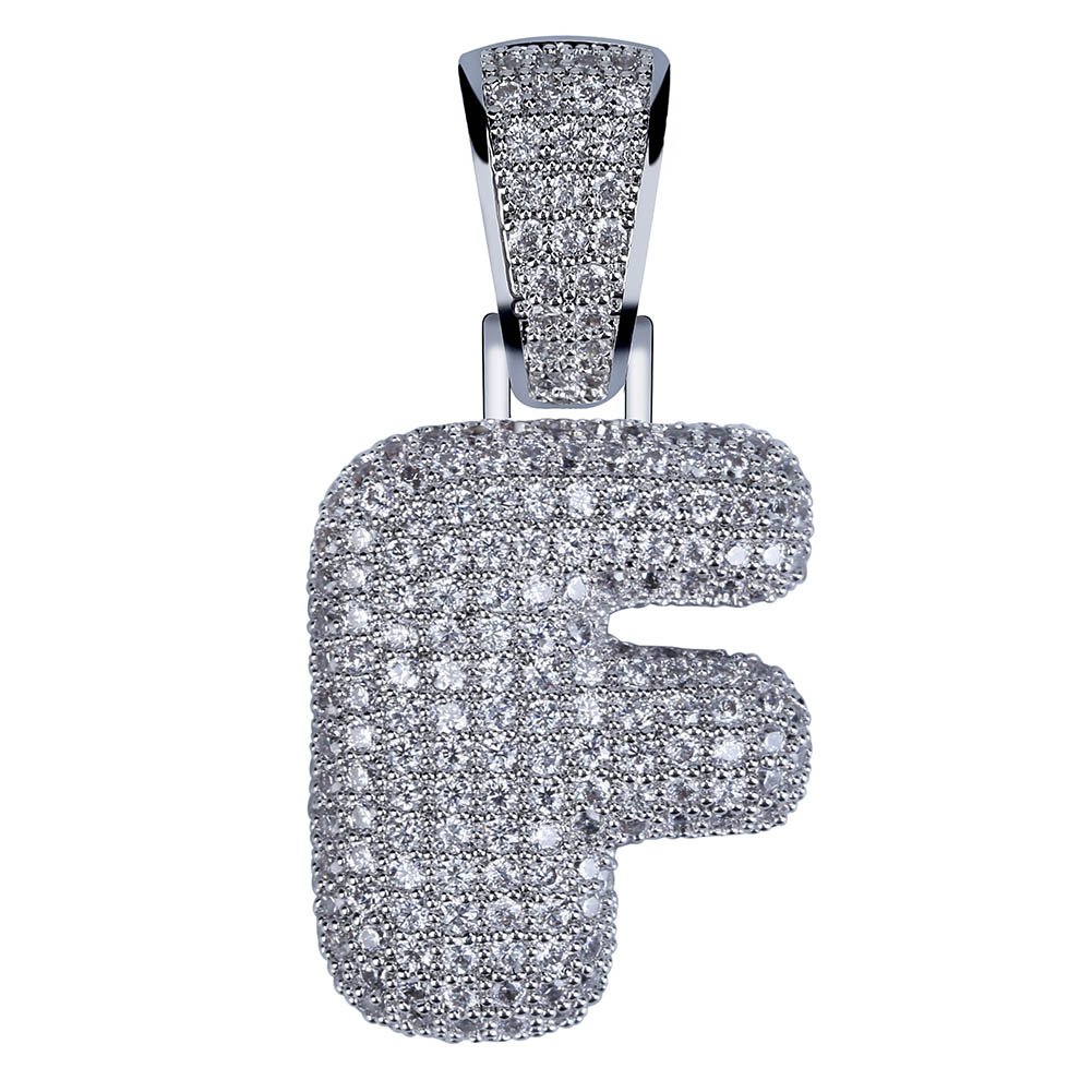 HECHUANGSilver Letter Chain Necklace for Men Iced Out Initial Pendant Chain Necklace Hip Hop Jewlery