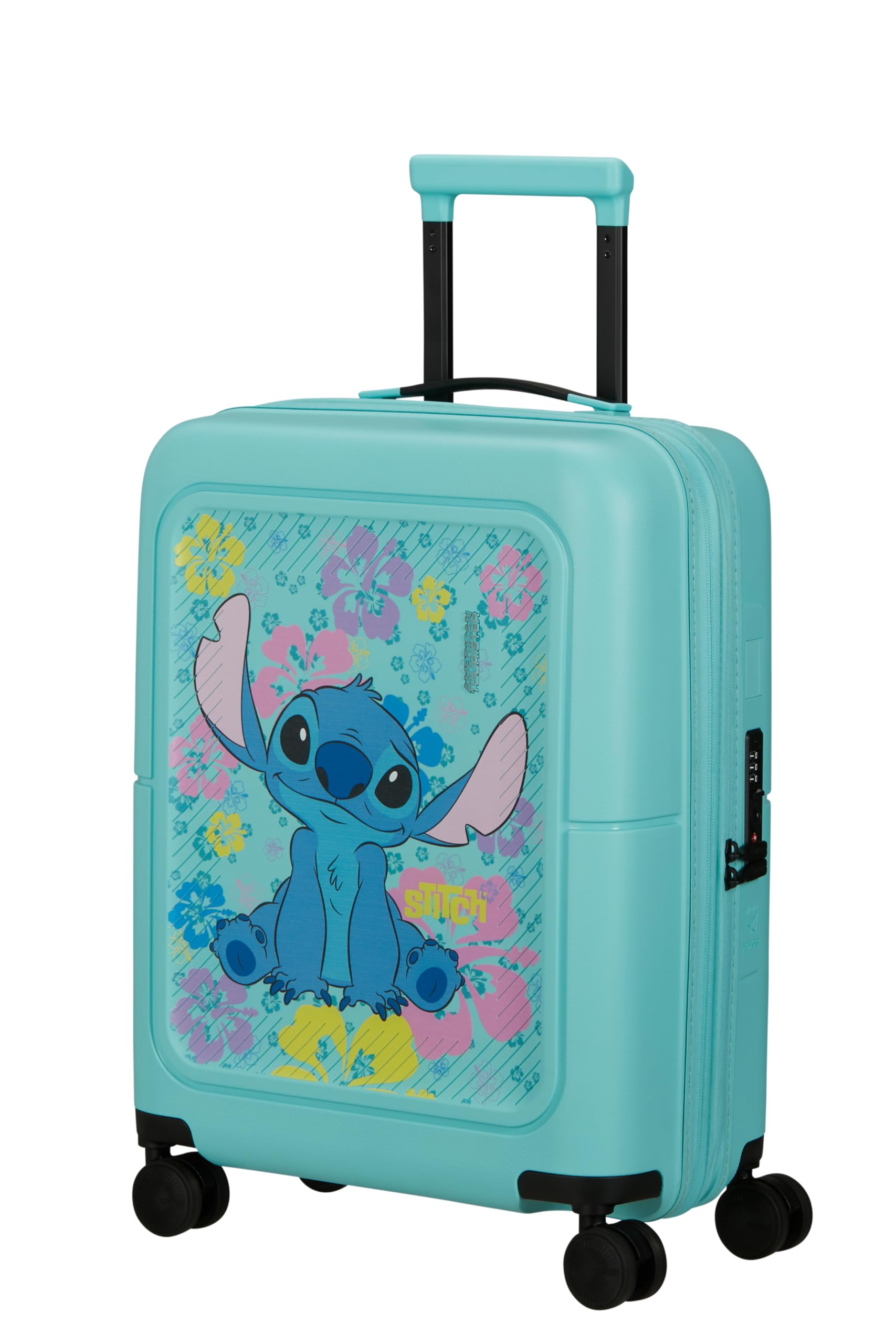 American Tourister Dashpop Disney - Spinner S, Expandable Cabin Luggage, 55 cm, 41/47 L, Multicolour (Stitch Flower)