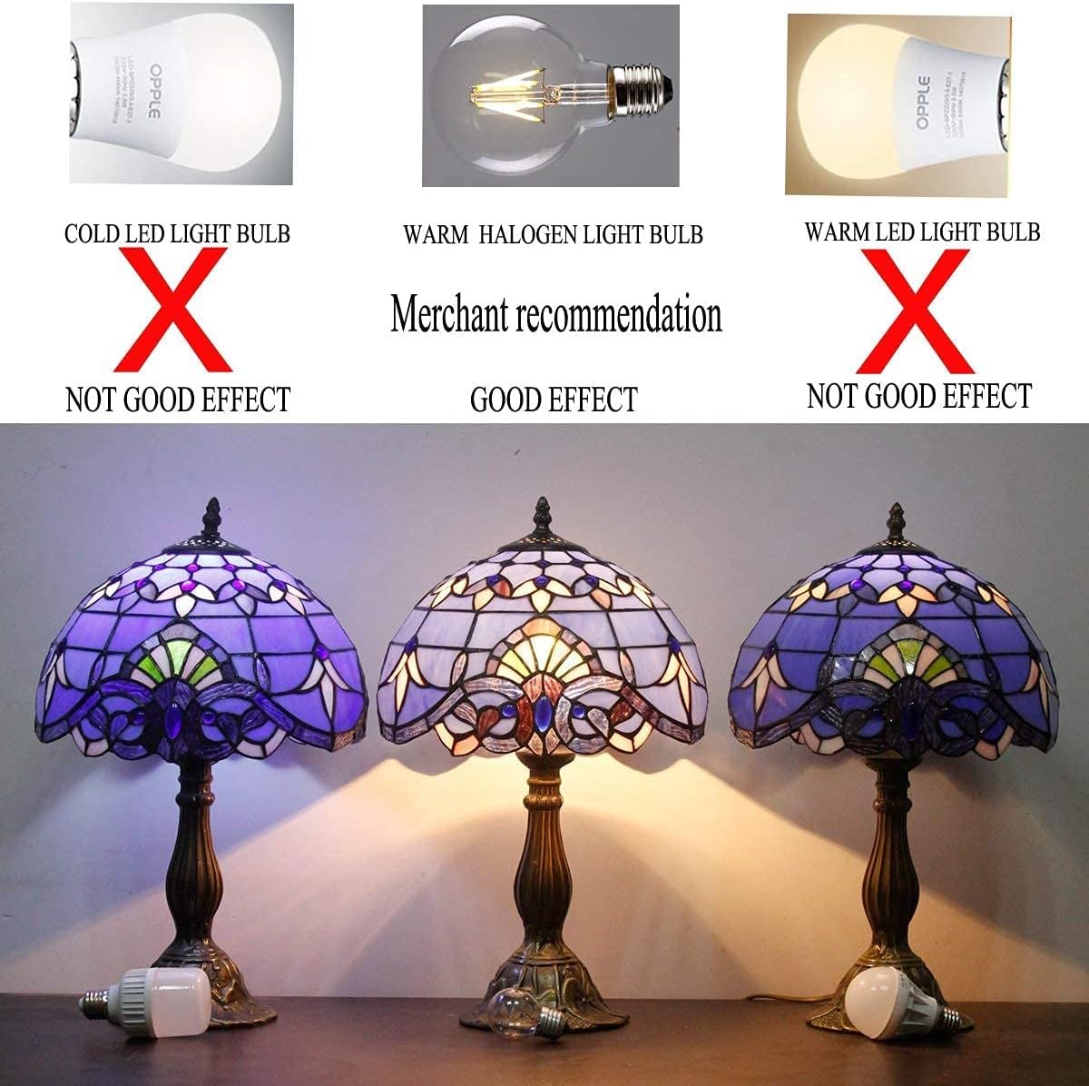 WERFACTORY Tiffany Lamp Series Stained Glass Style Lampshade Decorative Living Room Bedroom