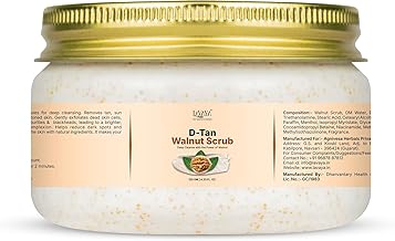 De-Tan Scrub for Face & Body 120ml | Tan Removal, Skin Brightening & Exfoliation | Deep Pore Cleansing, Blackhead Cleanser & Dead Skin Remover | Natural Glow Enhancer with Walnut | For Men & Women