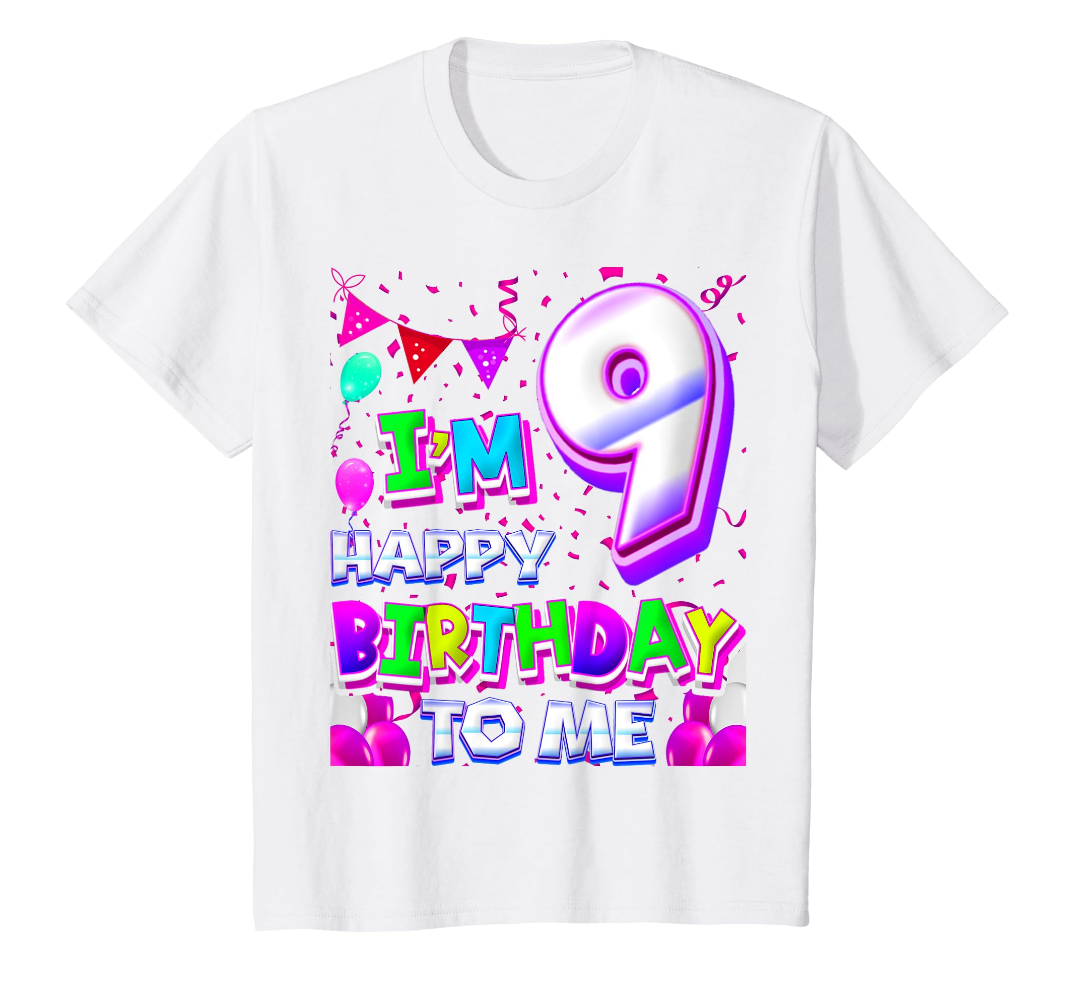 Happy Birthday Kids Boy Girl Bday Gifts Niños Producto de fiesta de cumpleaños 9 años para niña, regalos de 9 años Camiseta
