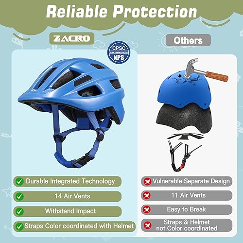 Miniatura 8 de Zacro Casco de bicicleta para niños y niñas, desde niños pequeños hasta jóvenes de 2-55-88-14 años de edad, ajustable, multideporte, bicicleta,