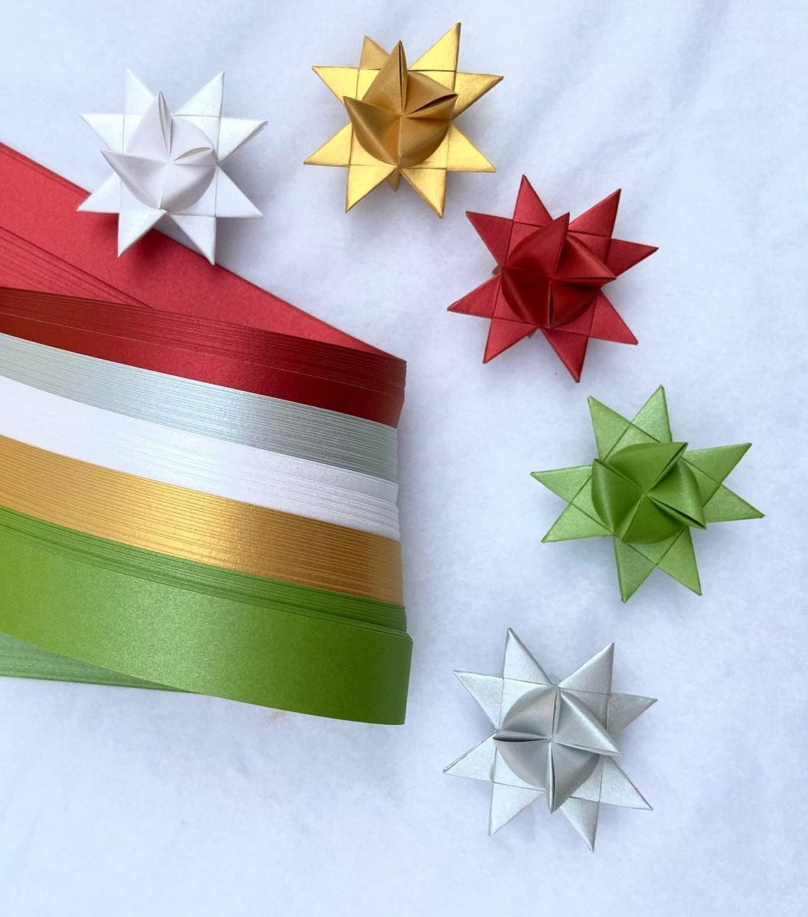 1" Shimmer Holiday Paper Strips for German, Froebel, Moravian Stars & Weaving (100 strips)