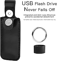 Vista 3 de Estuche de cuero de microfibra para unidad flash USB - Funda protectora antipérdida con llavero, estuche de almacenamiento portátil pequeño