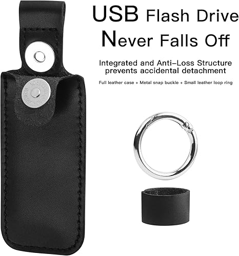 Miniatura 3 de Funda de cuero de microfibra para unidad flash USB, funda protectora con llavero, pequeña funda de transporte portátil para unidad flash USB (1
