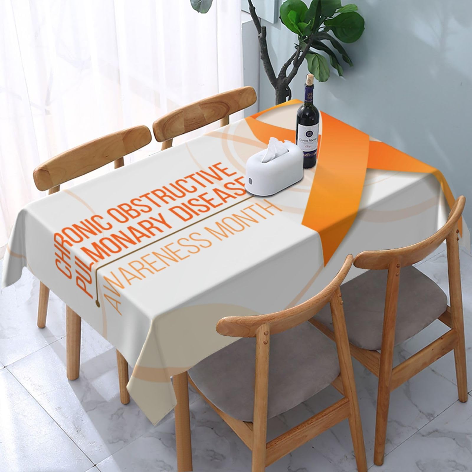 JunHeArt Copd Awareness Month Tablecloth Rectangle Table Cover Washable Table Cloths Decor For Kitchen 54" X 72"
