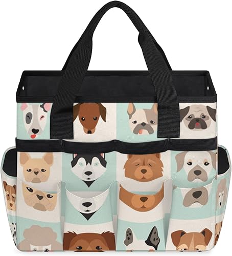 Miniatura 2 de Cartoon Animal Dogs Garden Tool Tote Bag for Women Men Gardening Tool Storage Bags with 10 Pockets Standable Garden Home Tool Kits Organizer for