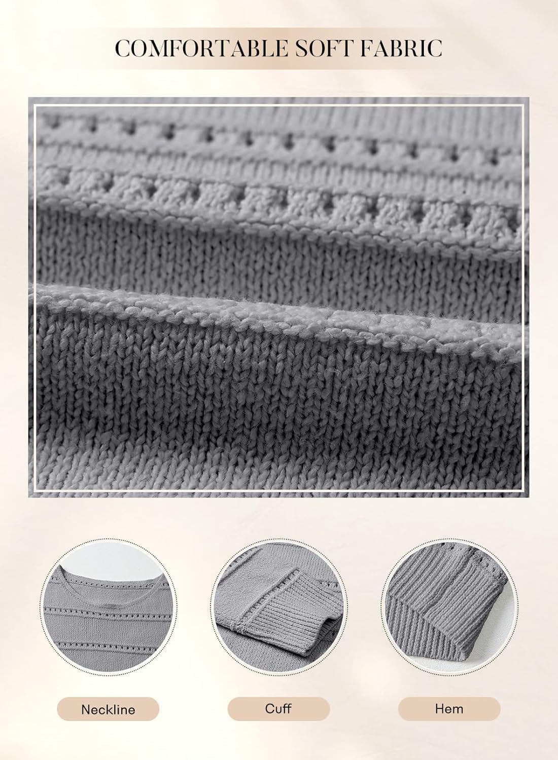 SHEWIN Women's Sweaters Crew Neck Crochet Sweater Lightweight Knit Long Sleeve Tops Shirts Loose Fit Spring 2026 - Image 6