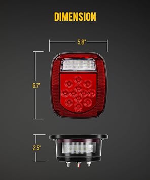 Partsam 2x Red/White 39 LED Stop Turn Tail Stud Lights Replacement for Jeep CJ YJ JK Truck Trailer Boat RV, Hardwired