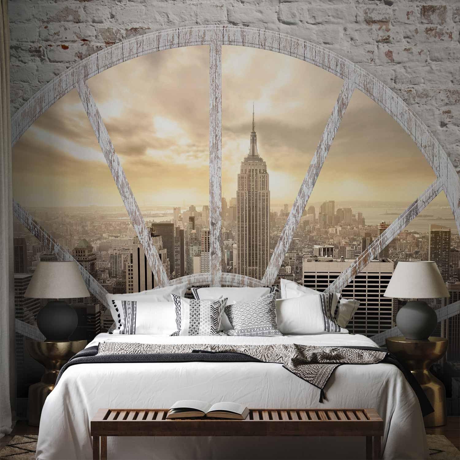 Fotomurales B&D XXL - 400x280 cm XXL Papel pintado tejido no tejido Decoración de Pared decorativos Murales moderna Diseno Fotográfico Ciudad New York ventana d-a-0043-a-b #05