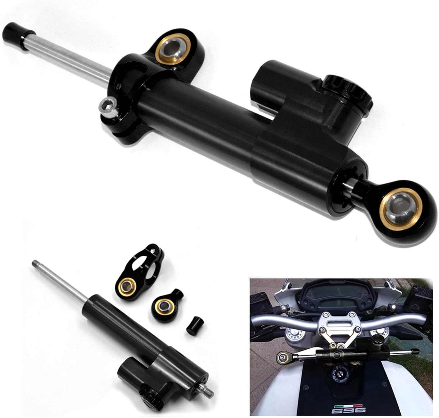 Damper Support Kit For CBR600RR CBR 600 RR CBR 600RR CNC Motorcycle Stabilizer Steering Damper Bracket Mount Kit(Black)