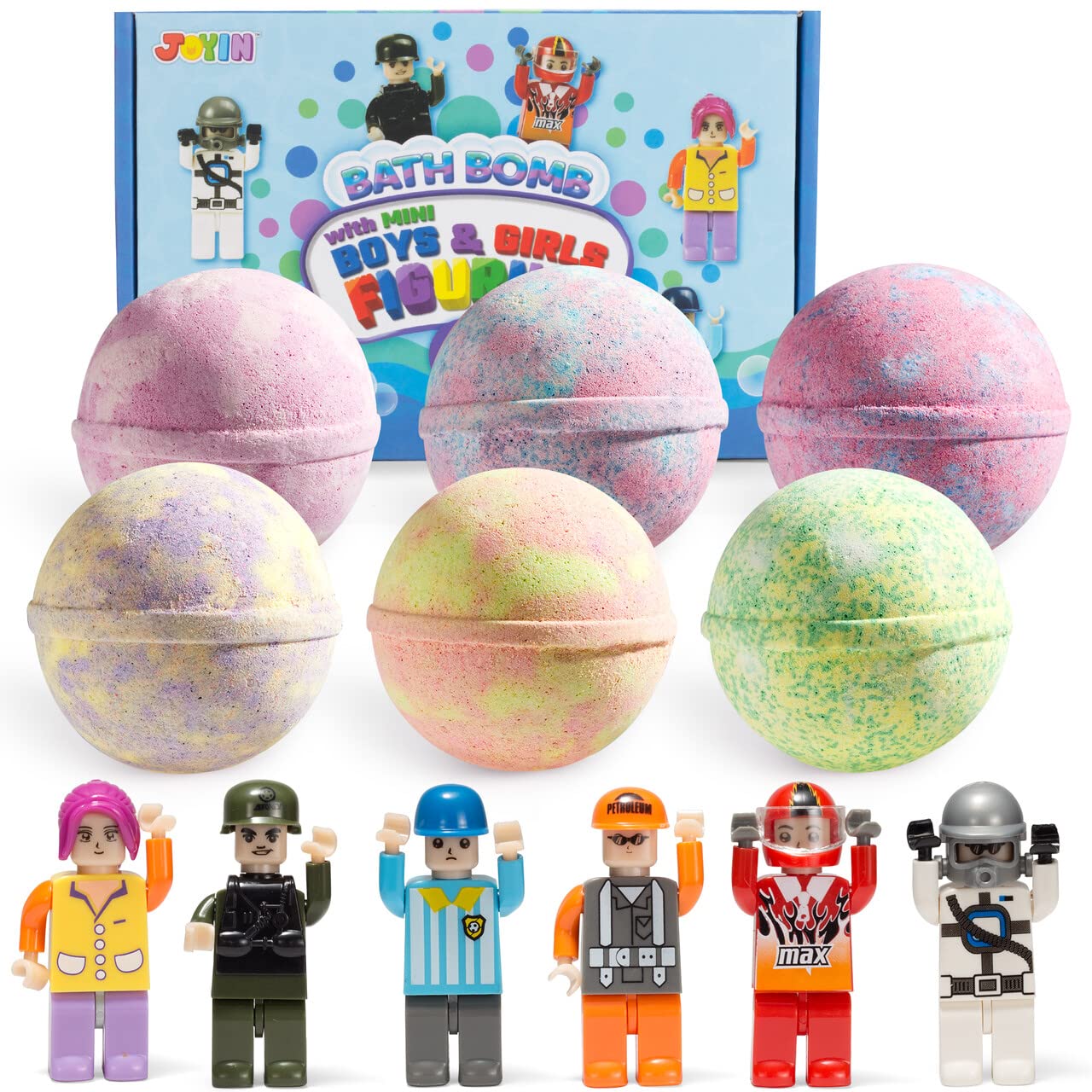 Bath Bomb with Mini Boys and Girls Figurine, 6 Pack