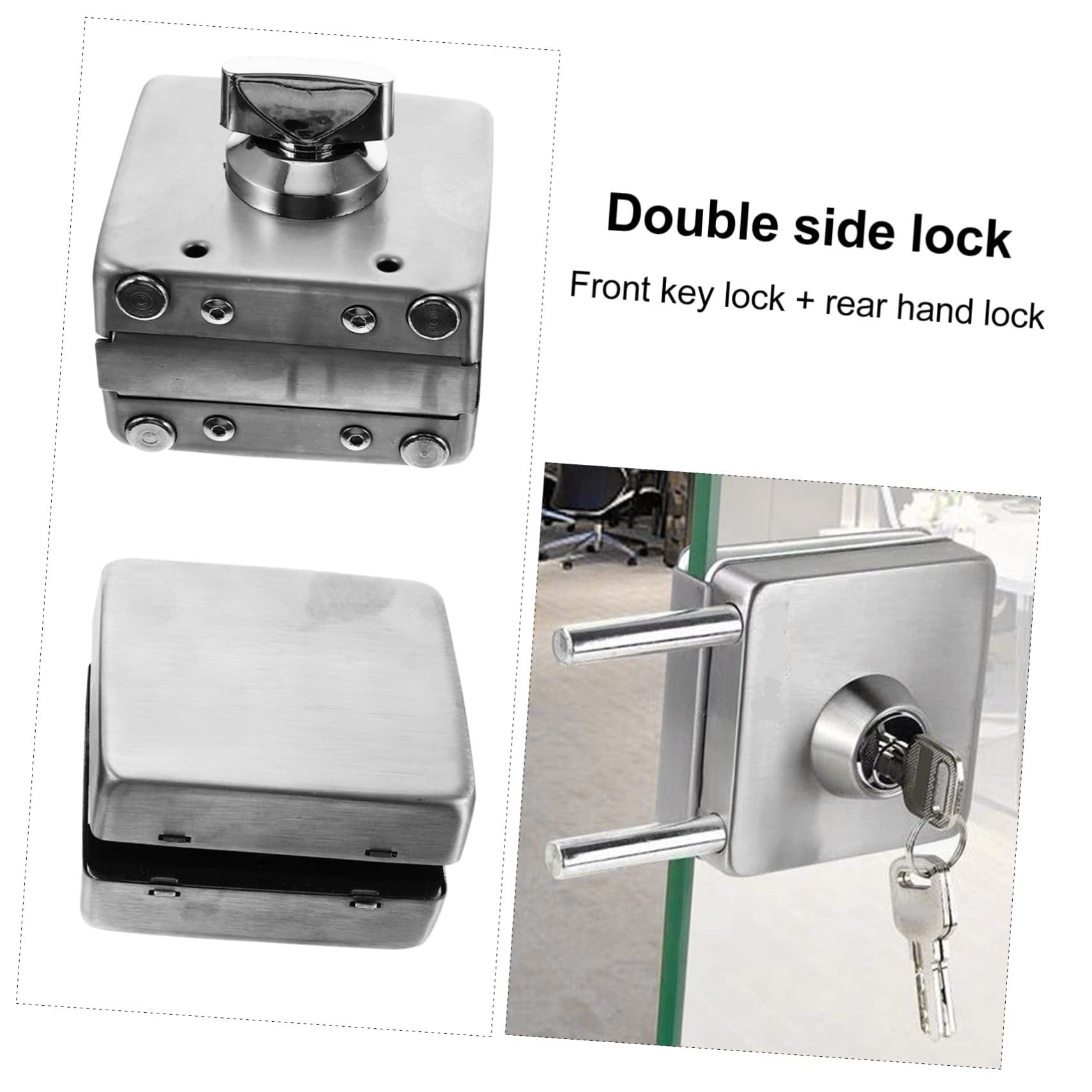 DOITOOL Verrouillage Porte Verre Sans Cadre Loquet Acier Inoxydable Avec Finition Brossée Serrure De Portail Facile à Installer