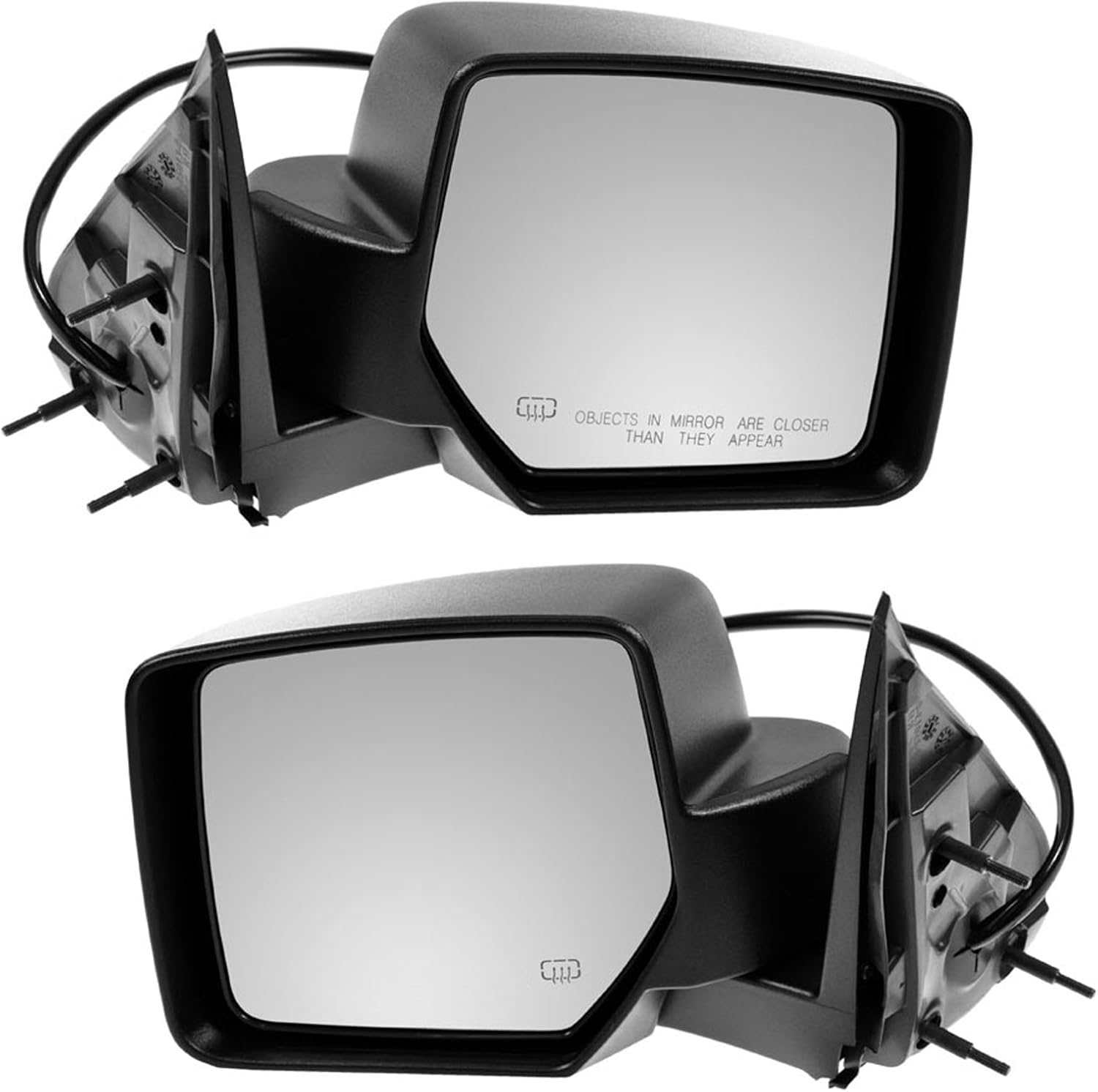 TRQ 2 Piece Driver and Passenger Side Mirror Assembly Set Electric Adjustment Heated No Memory Textured Compatible with 2008-2012 Jeep Liberty CH1320287 CH1321287