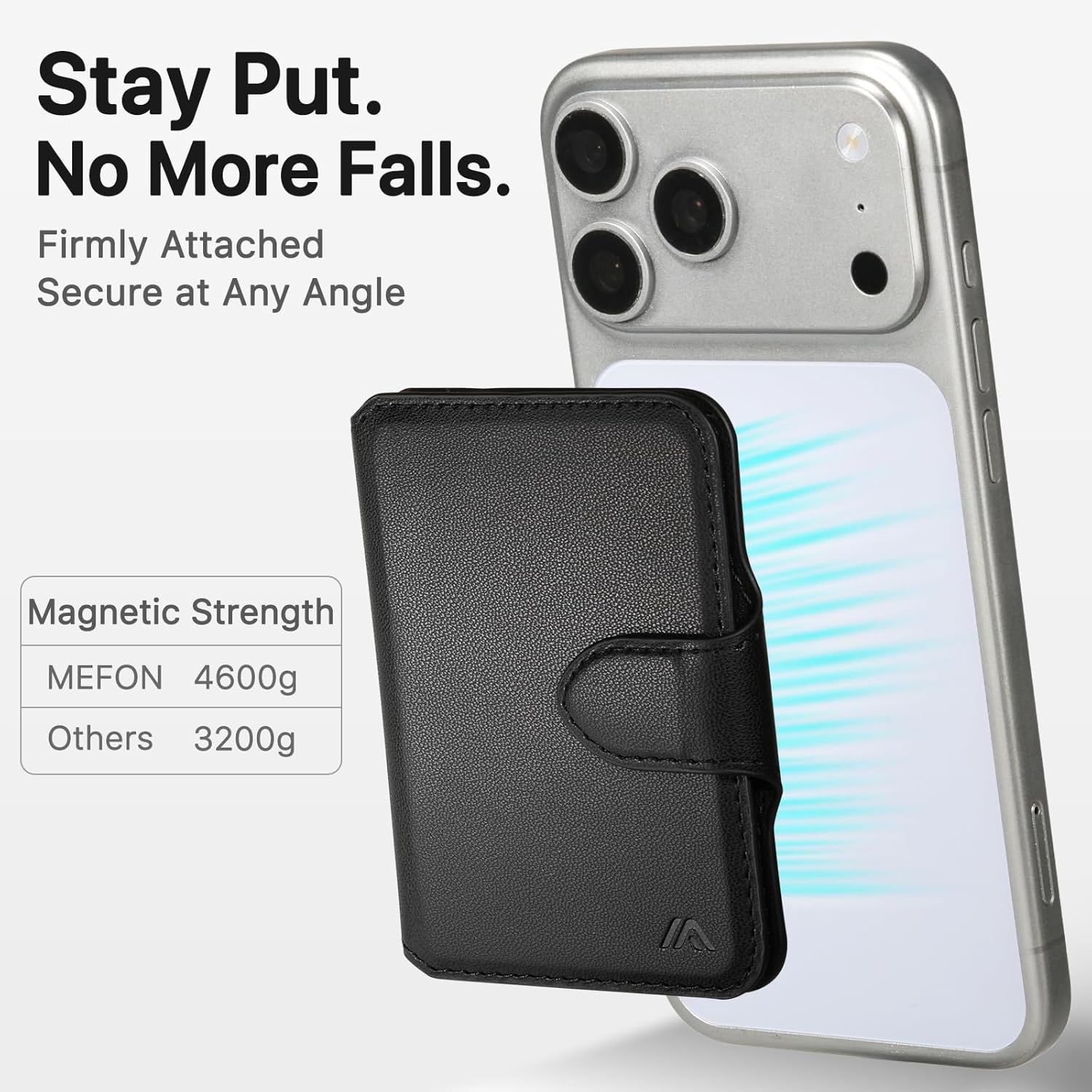 for MagSafe Wallet, Magnetic Phone Wallet RFID Blocking, Slim 5-8 Card Holder with Cash Slot & Clear ID Window, Minimalist Mag Safe Wallets for iPhone 17/16/15/14/13/12 Series, Midnight Black - Image 3