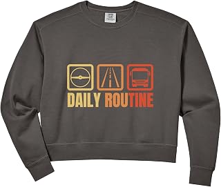 Womens Bus Driver Daily Routine School Transport Comfort Colors Crop Sweatshirt