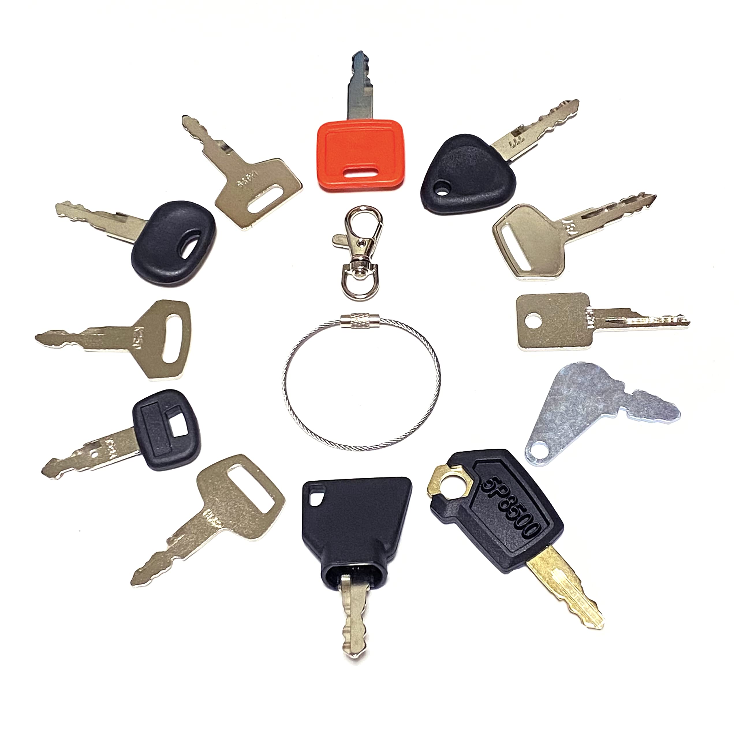 KeyPower(12) Heavy Construction Equipment Ignition Key Set, for Caterpillar Case JD Hyster Komatsu Hitachi JCB Takeuchi Kubota Hyundai Kobelco Volvo