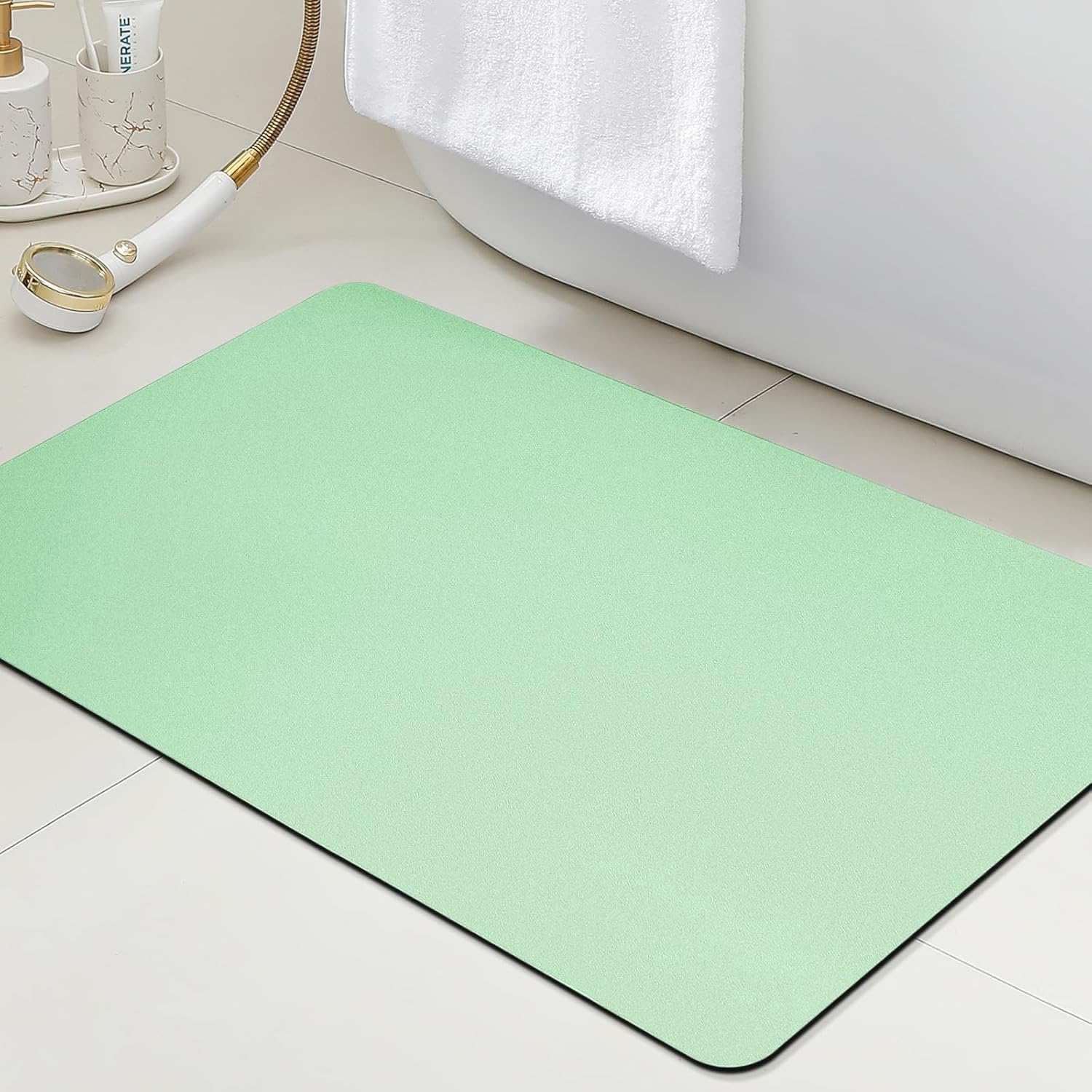 Ultra Thin Bath Mat, Upgrade Backing Non Slip Thin Bath Mats Fit Under Door, Quick Dry Ultra Absorbent Bathroom Rugs, Machine Washable Bath Rugs for