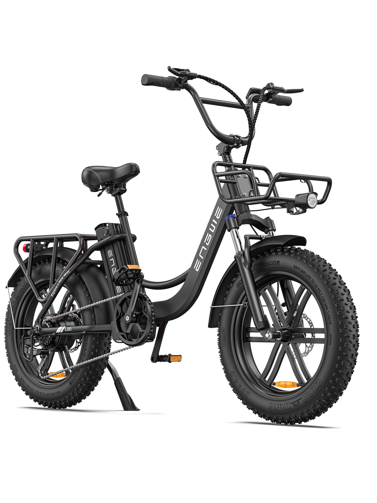 ENGWE Bicicletta Elettrica Adulto, 20'' ×4.0'' Fat Tire Bici Elettrica per Donna, 7 Velocità, 250W Batteria Rimovibile 48V 13Ah Autonomia bis zu 120 km L20/L20 BOOST Nero L20