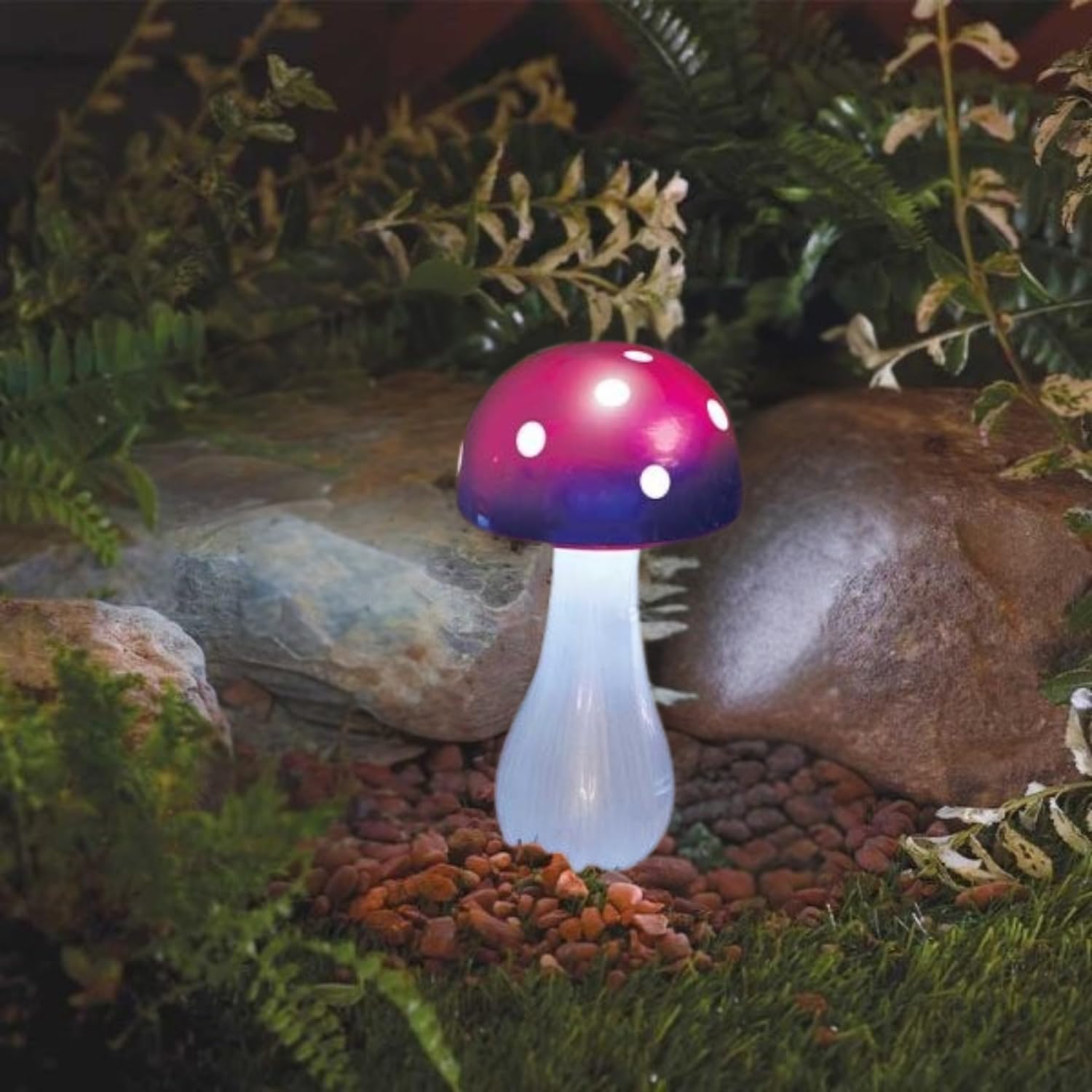 Garden Mile Solar LED Mushroom Lights Outdoor Purple Toadstool Lamps Garden Decor Autumn Outdoor Solar Powered Stake Lights Waterproof Fairy Garden Ornaments Pathway Lighting Set