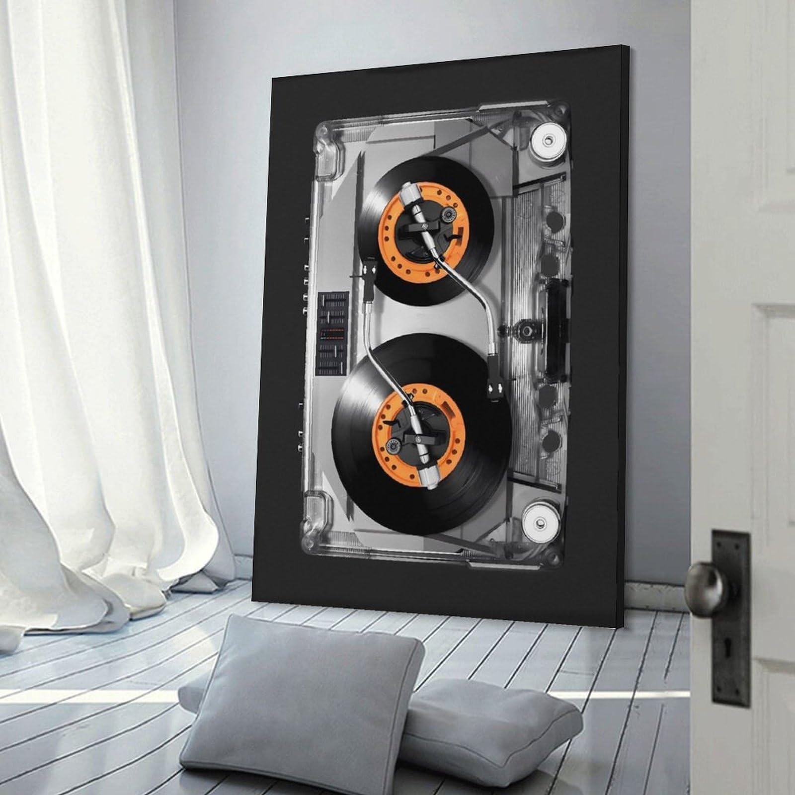 Junmoney Frame-Cassette Dj Turntable Wall Art Print Cassette Dj Turntable, 24X36inch(60X90cm), For Picture Wall Styling In Lounge Or Bedroom, Wall Decor Suited To Curated Displays