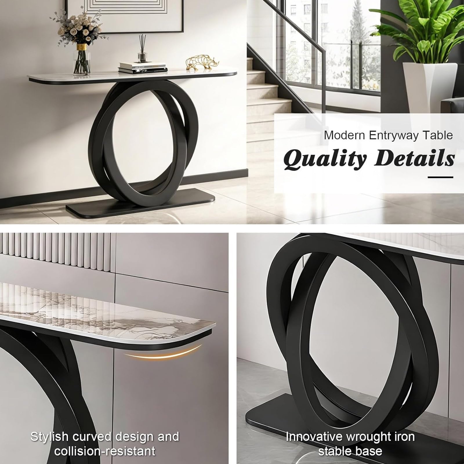 Tavolo consolle in pietra sinterizzata, tavolo da ingresso sottile, tavolino moderno da posizionare dietro al divano, tavolo lungo con struttura in metallo(Type B,100x30x80cm/39.3x11.8x31.5in)