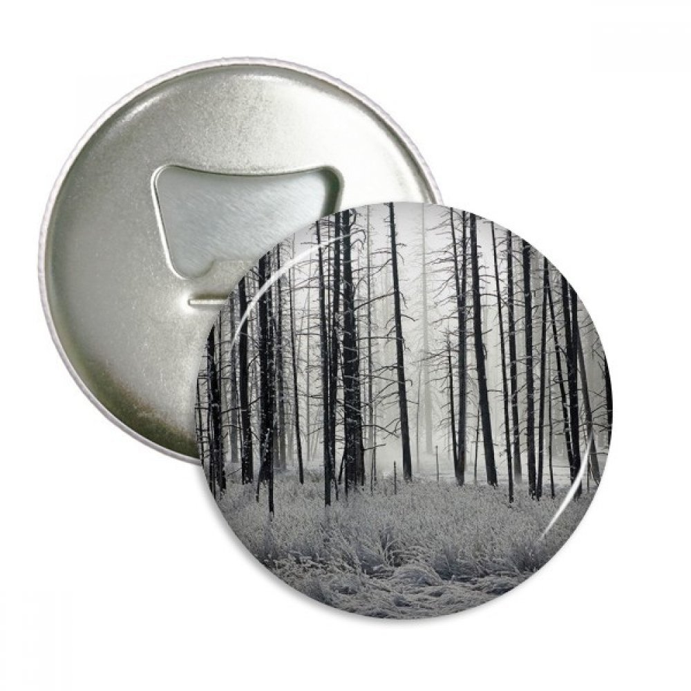 Badge bouton pins et décapsuleur aimanté idée cadeau forêt d'hiver