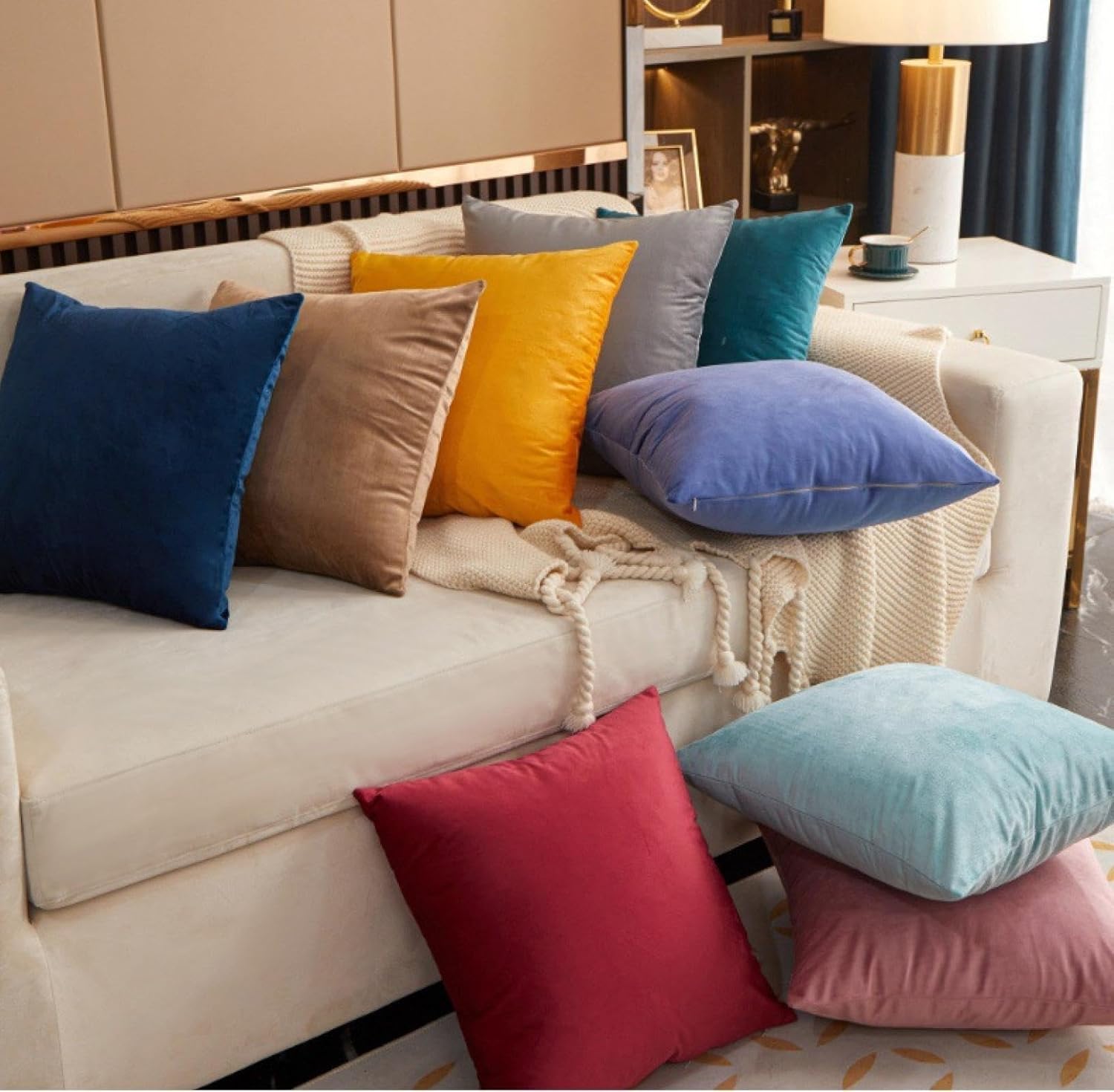Solid Color Velvet Pillow Cover, Bedside Cushion, Sofa Cushion 45 * 45cm靠垫套 Burgundy