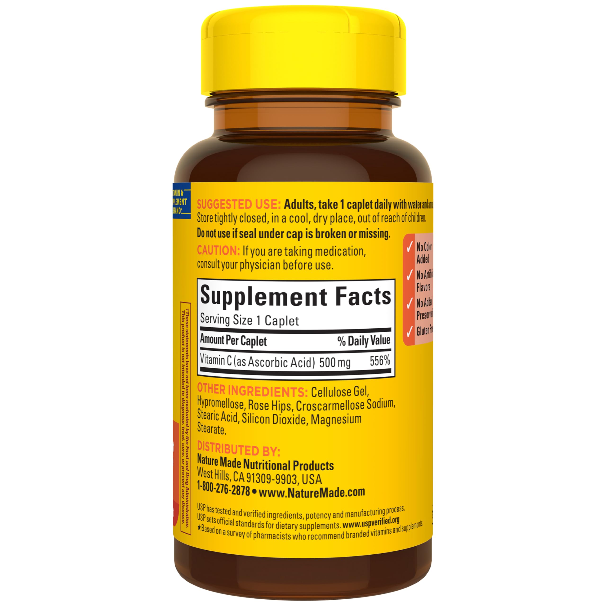Nature Made Vitamin C 500 mg with Rose Hips Caplets, 130 Caplets — Amazon image 8