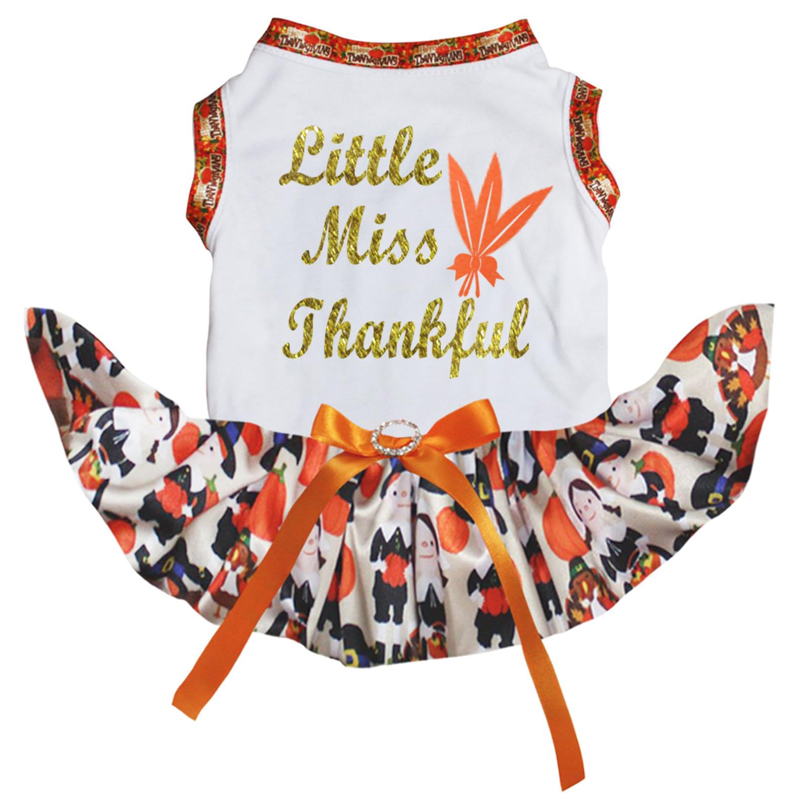 Robe pour chiot Thankful en coton blanc doux pour Thanksgiving