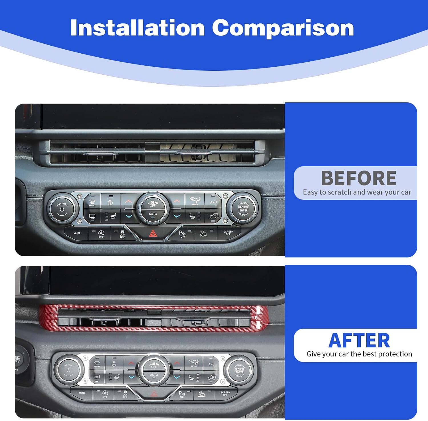 for 2024+ Jeep JL Dash Center Air Vent Trim Cover for Jeep Wrangler JL JLU Gladiator JT 2024-Present Red Carbon Fiber Interior Accessories 1pc