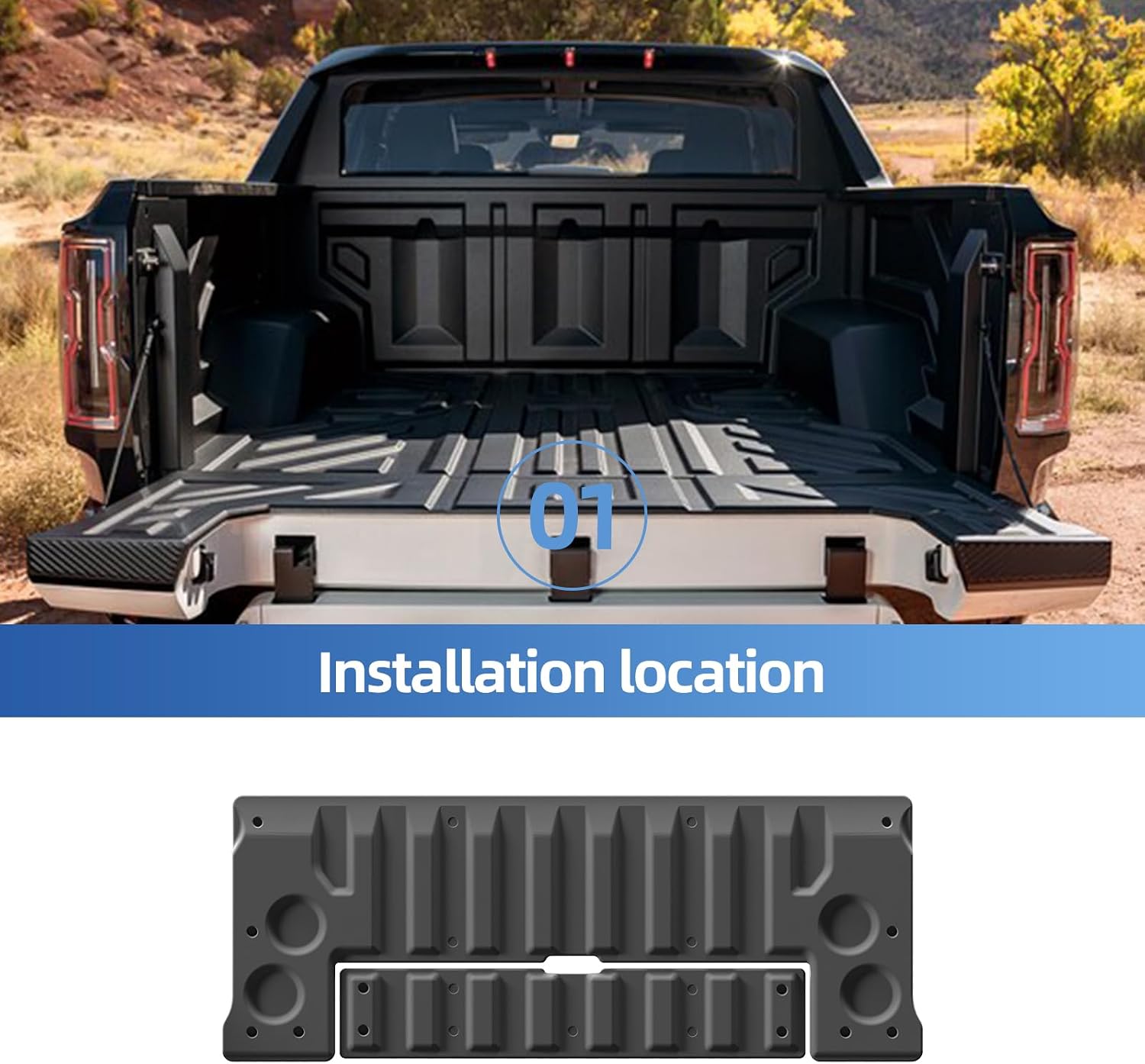 SMABEE Tailgate Mat for GMC Hummer EV Pickup 2024 2023 2022 All Weather TPE Protection Pad Tailgate Cover Liner Protection Pad Interior Accessories Black